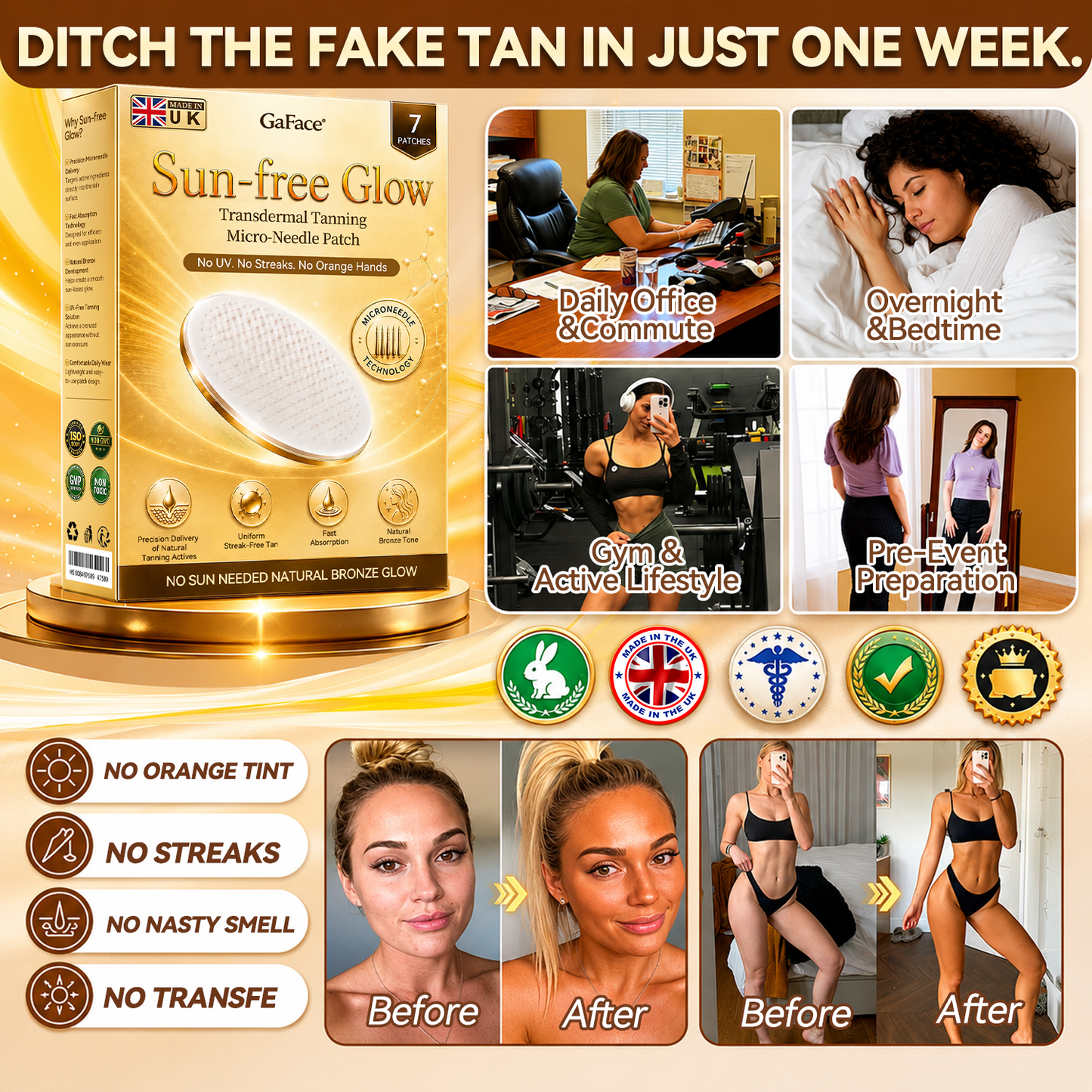 ✨🔥𝗚𝗮𝗳𝗮𝗰𝗲® Sunless Natural Glow Transdermal Tanning Micro-Needle Patch